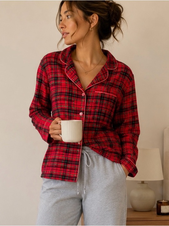 Van Winkle & Co Other - Red Plaid Cotton Pajama Top